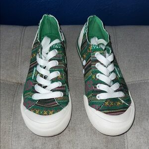 Rocket Dog Green Patterned Canvas Low-Top Sneakers
